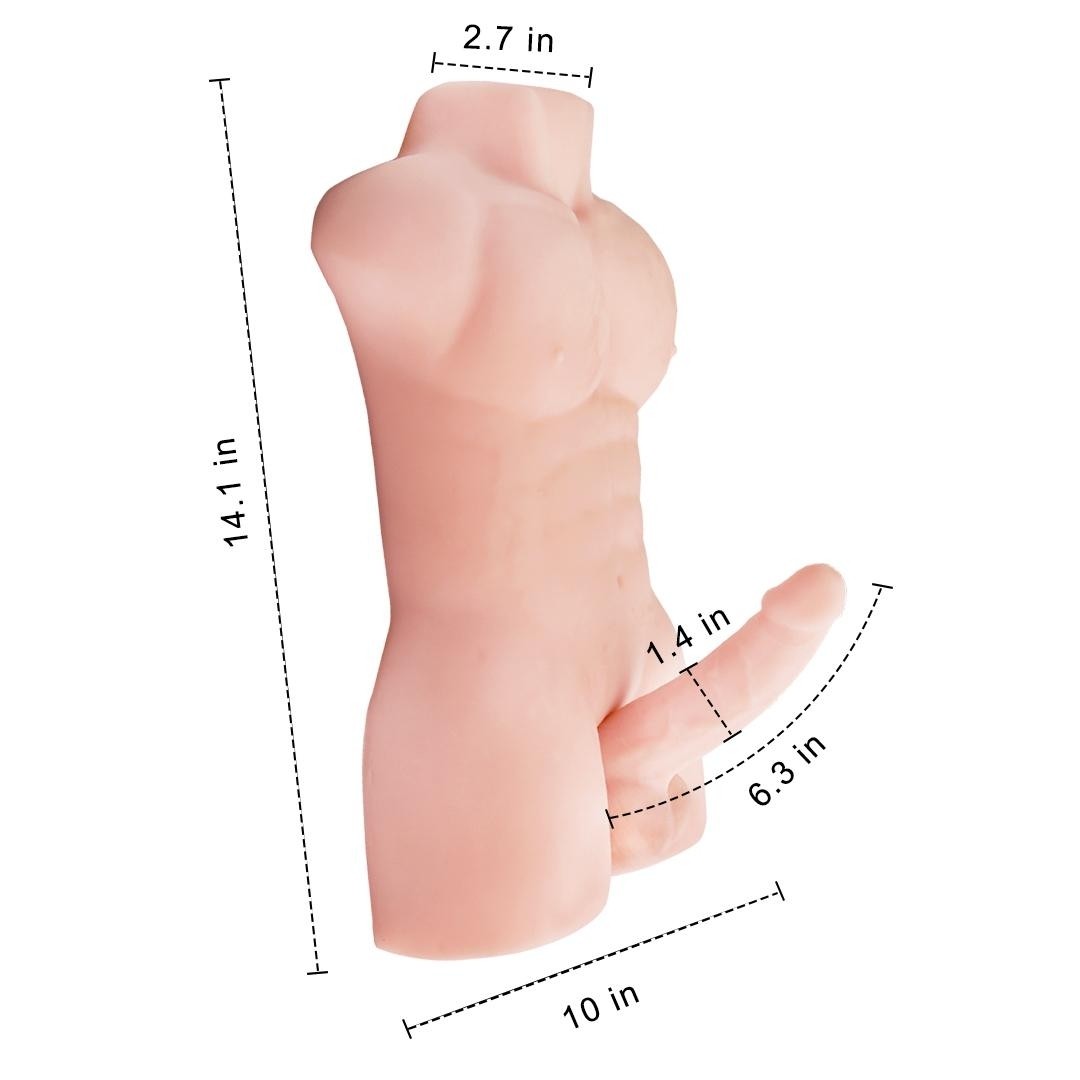 Realistic Full Silicone Male 3D Torso Half Body With Big Dildo Sex Doll For Men Women Sex Toys Long Penis Adult Love Doll photo